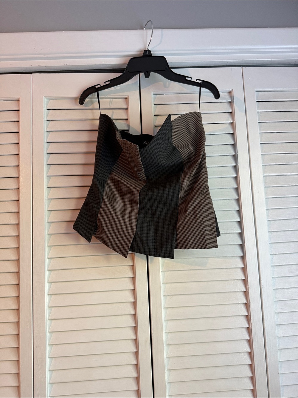 Zara Two-Tone Black & Brown Strapless Bustier Top
